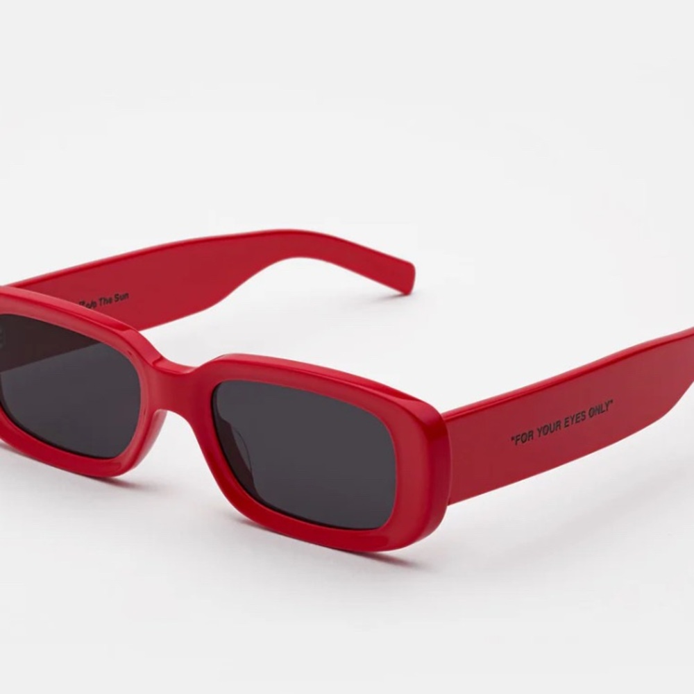 NWOT Red For Your Eyes Only Sunglasses by Off-White, handmade in Italy